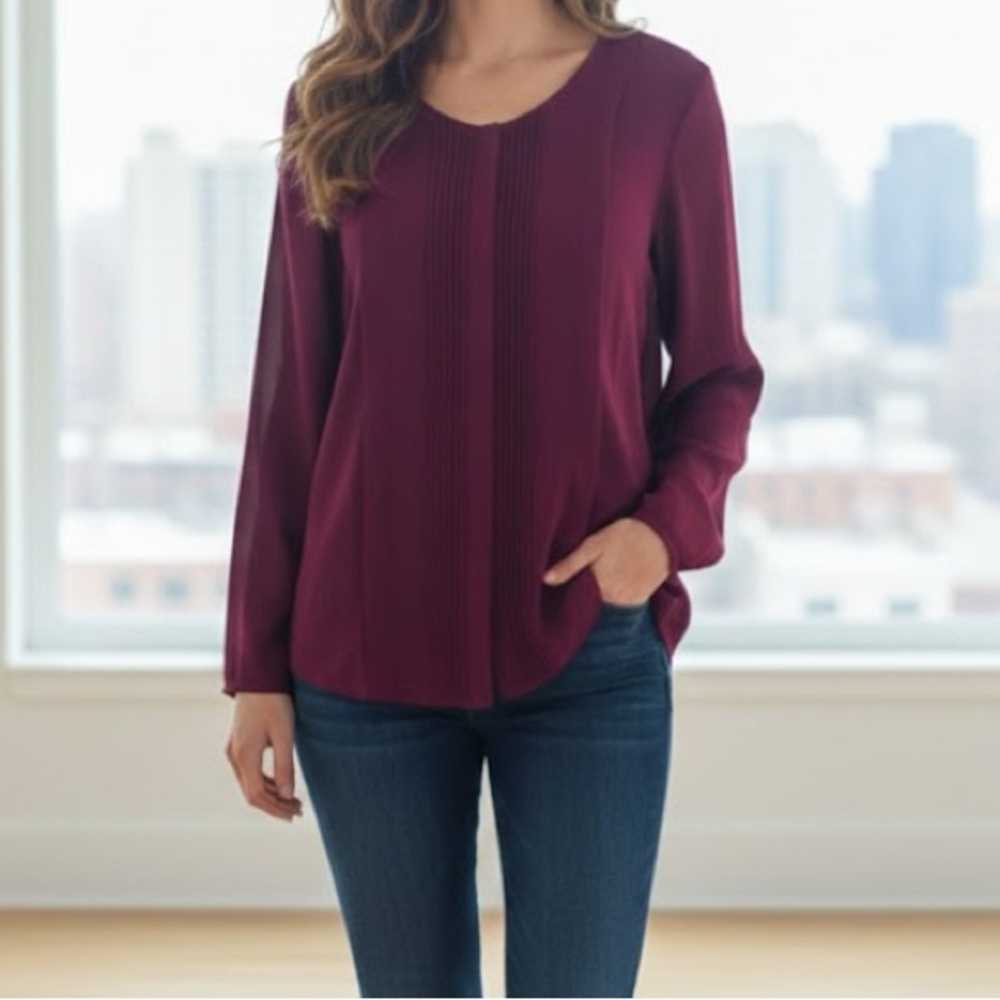Dolan x Anthropologie Burgundy Long Sleeve Blouse Small